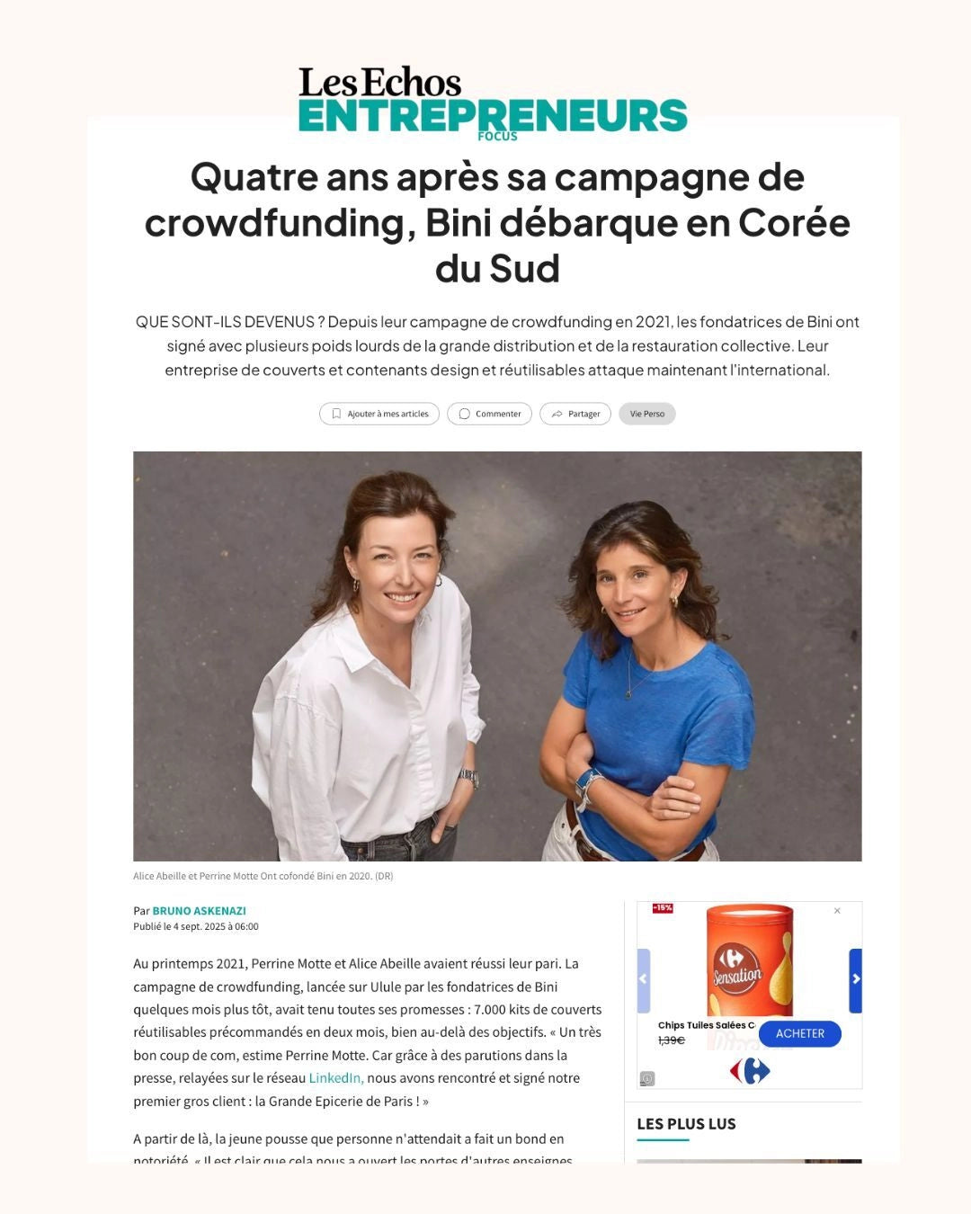 Bini A propos Article Presse