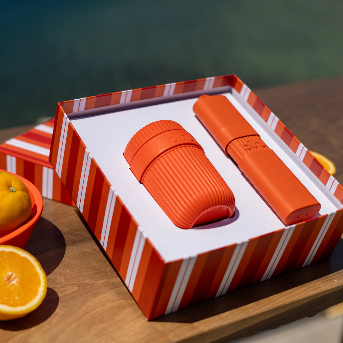 Bini Coffret Pause Cafe Kit Mug Reutilisable Gamme orange