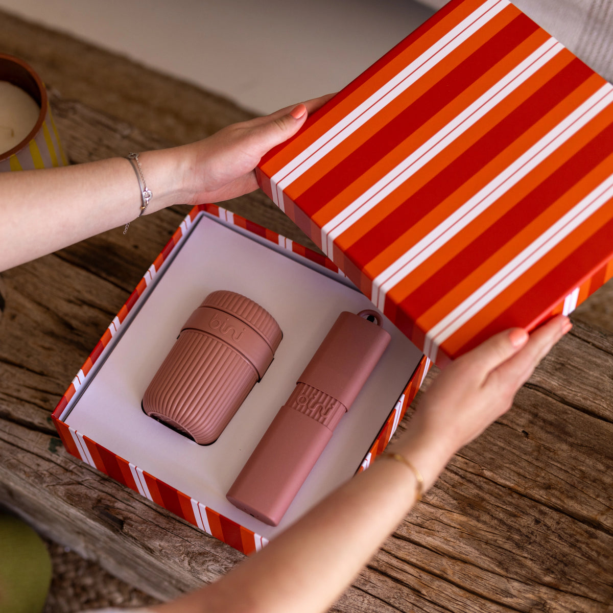 Bini Coffret Pause Cafe Kit Mug Reutilisable Mug Coffret Blush