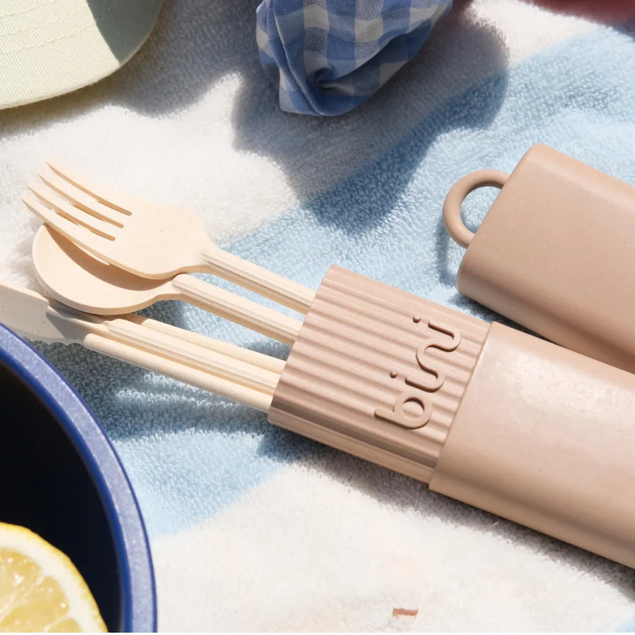 bini binikit kit de couverts reutilisables nomade latte usage